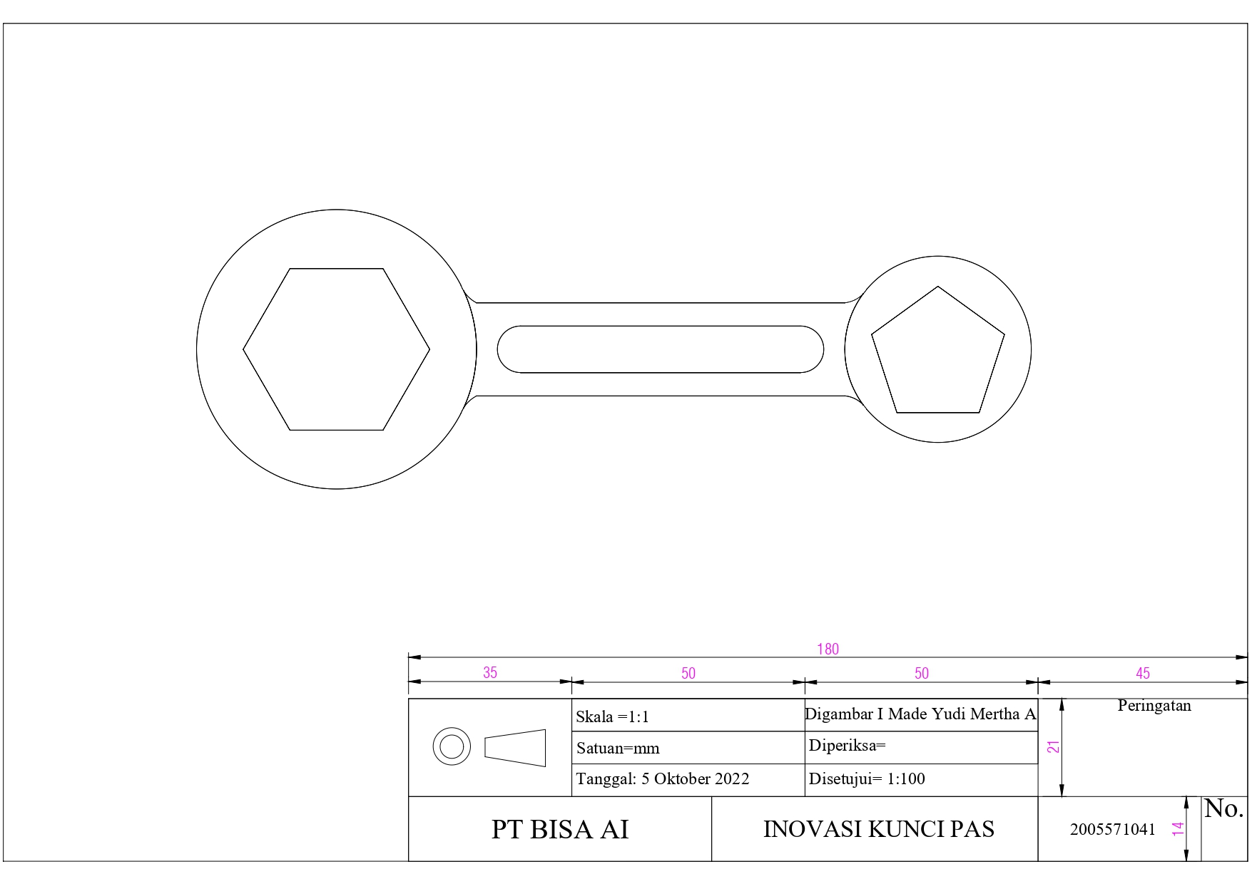 Rancangan Desain Kunci Pas Dengan Software AutoCAD slide 1