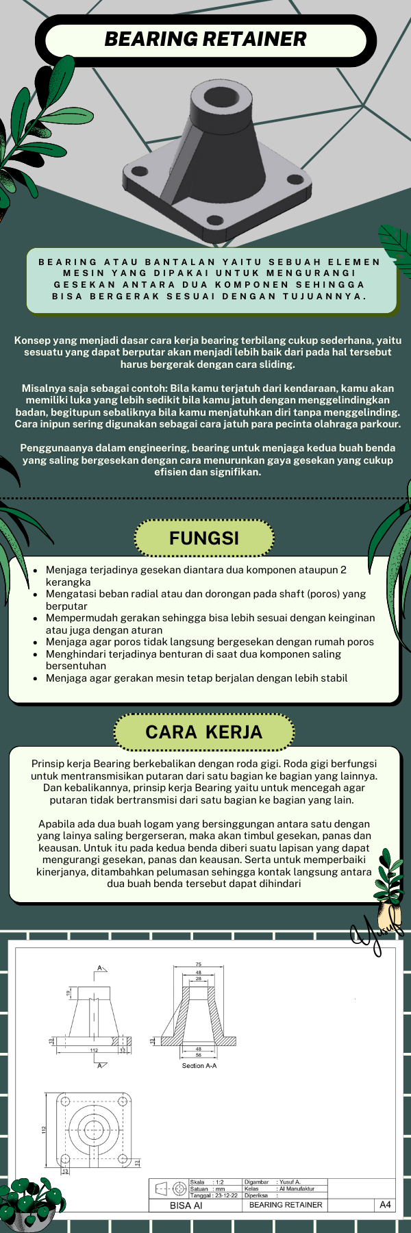 DESAIN BEARING - AUTOCAD slide 1