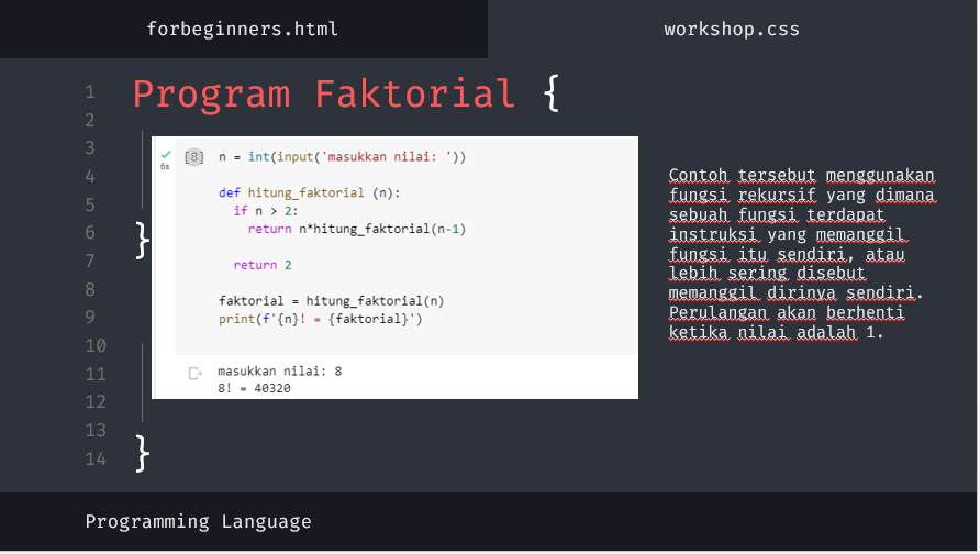 Faktorial dan Faktor Bilangan pada Python  slide 1