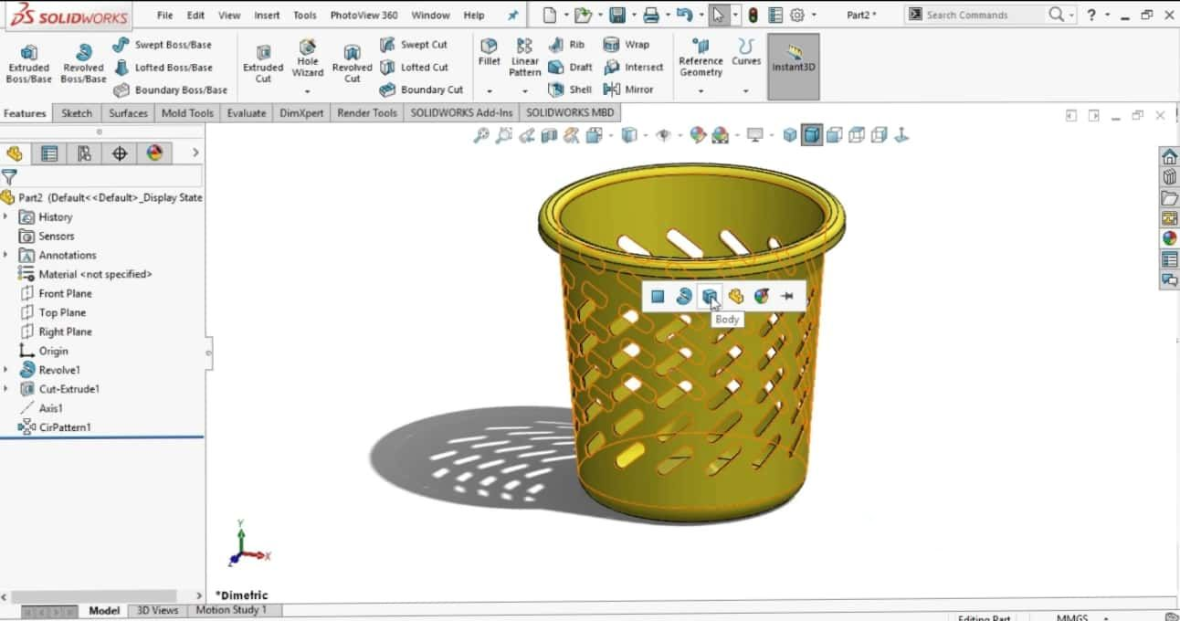 Design tempat sampah 3D menggunakan solidworks slide 3