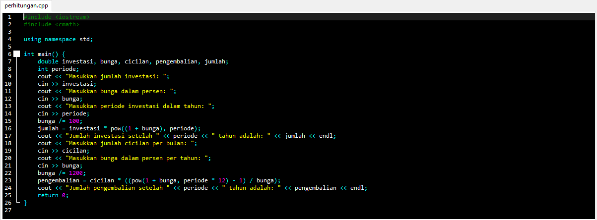 Program Perhitungan Keuangan Menggunakan C++ slide 1