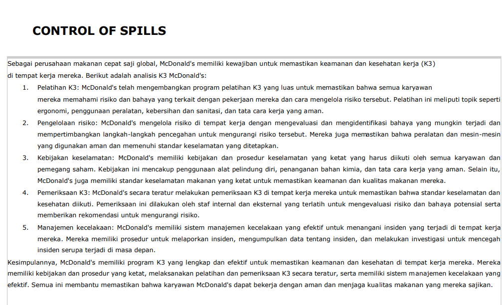 Analisis OSHA K3 pada McDonald slide 3