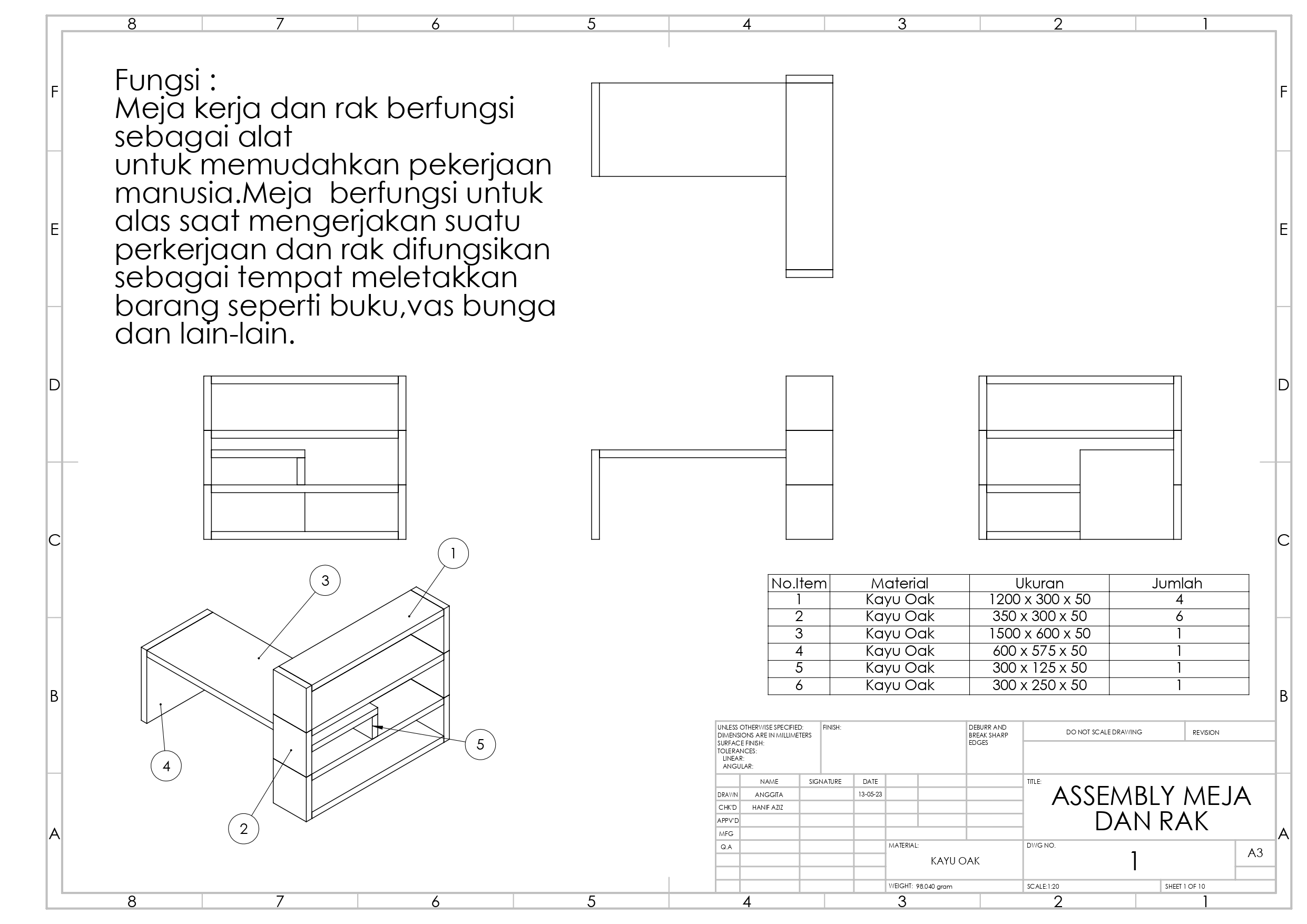 SKETSA GAMBAR 2D RAK DAN MEJA KERJA  slide 2