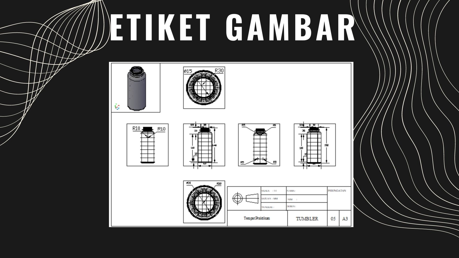 Desain Tumbler menggunakan AutoCAD slide 3