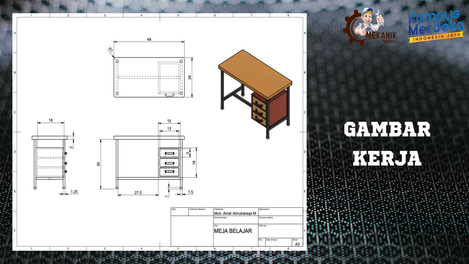 DESIGN MEJA BELAJAR slide 3