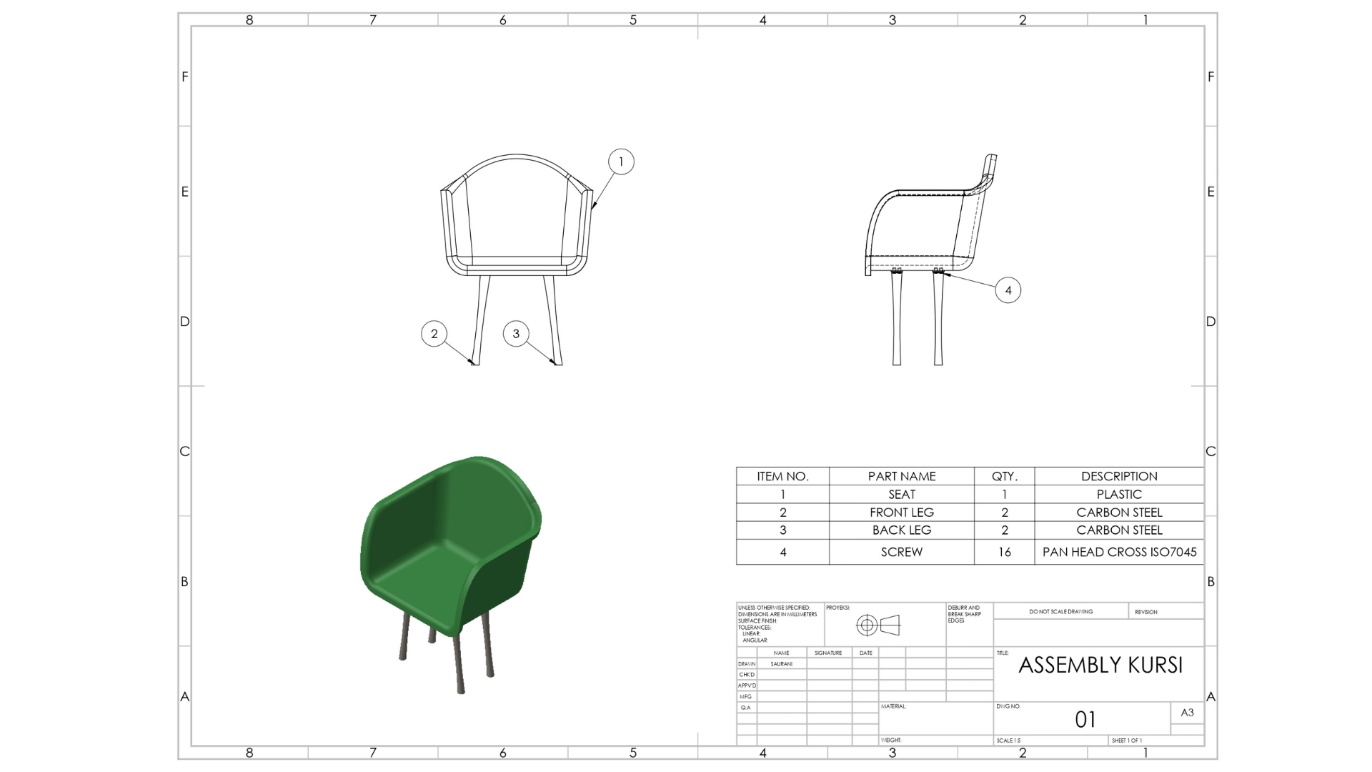 Desain Kursi Minimalis Menggunakan Solidworks slide 3