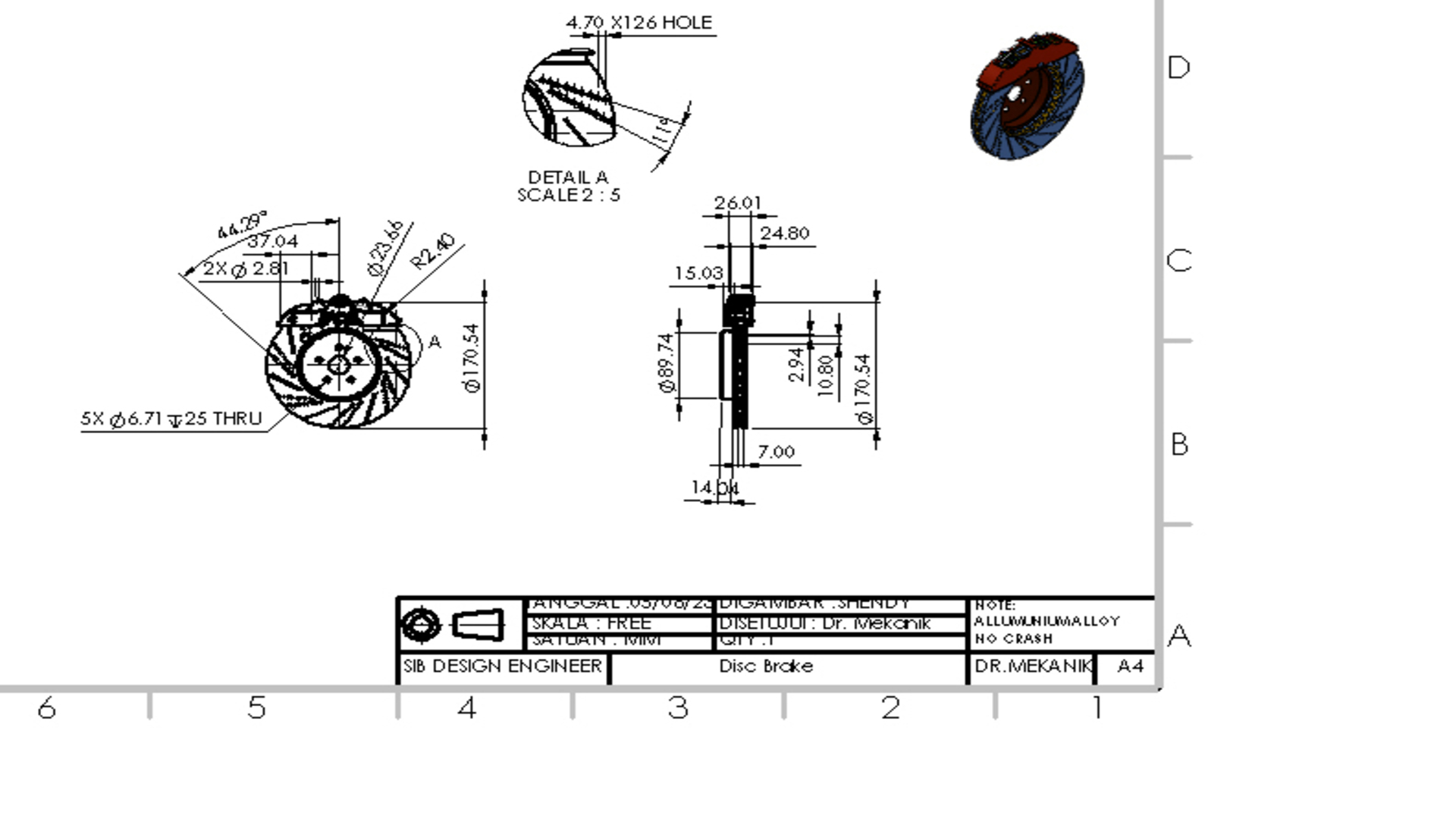 Design Disc Brake Mobil dengan Solidworks slide 3