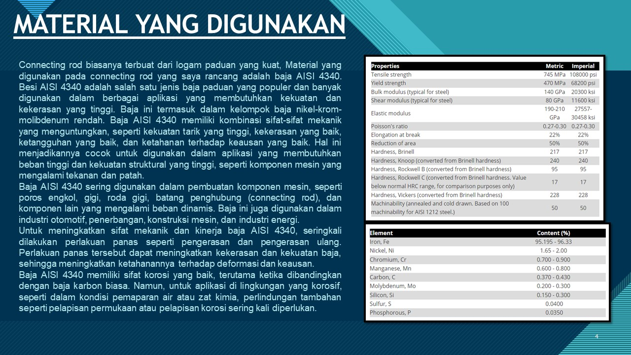 PEMILIHAN MATERIAL KOMPONEN CONNECTING ROD  slide 3
