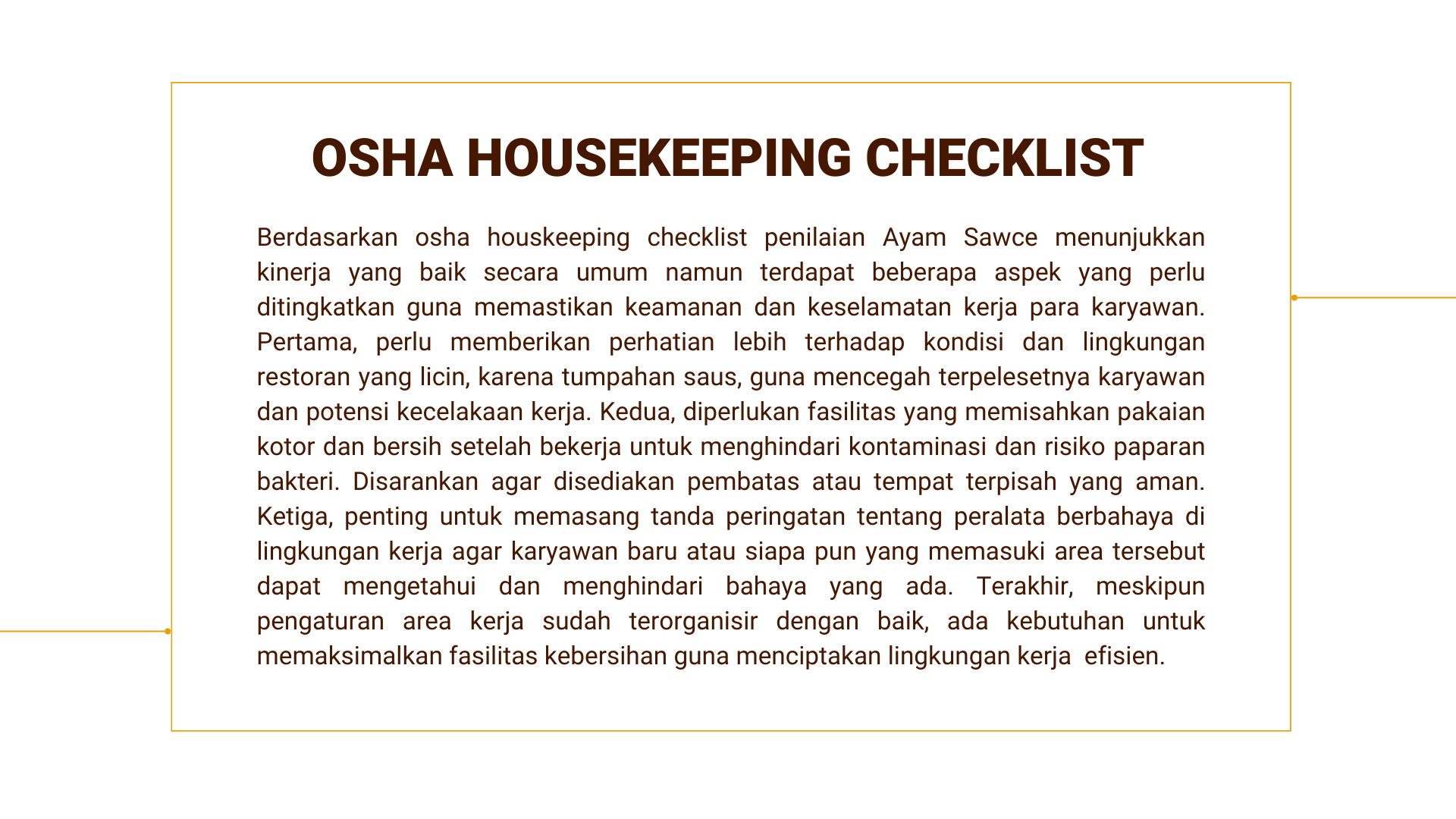 Analisis K3 OSHA Ayam Sawce in Bandung City slide 3