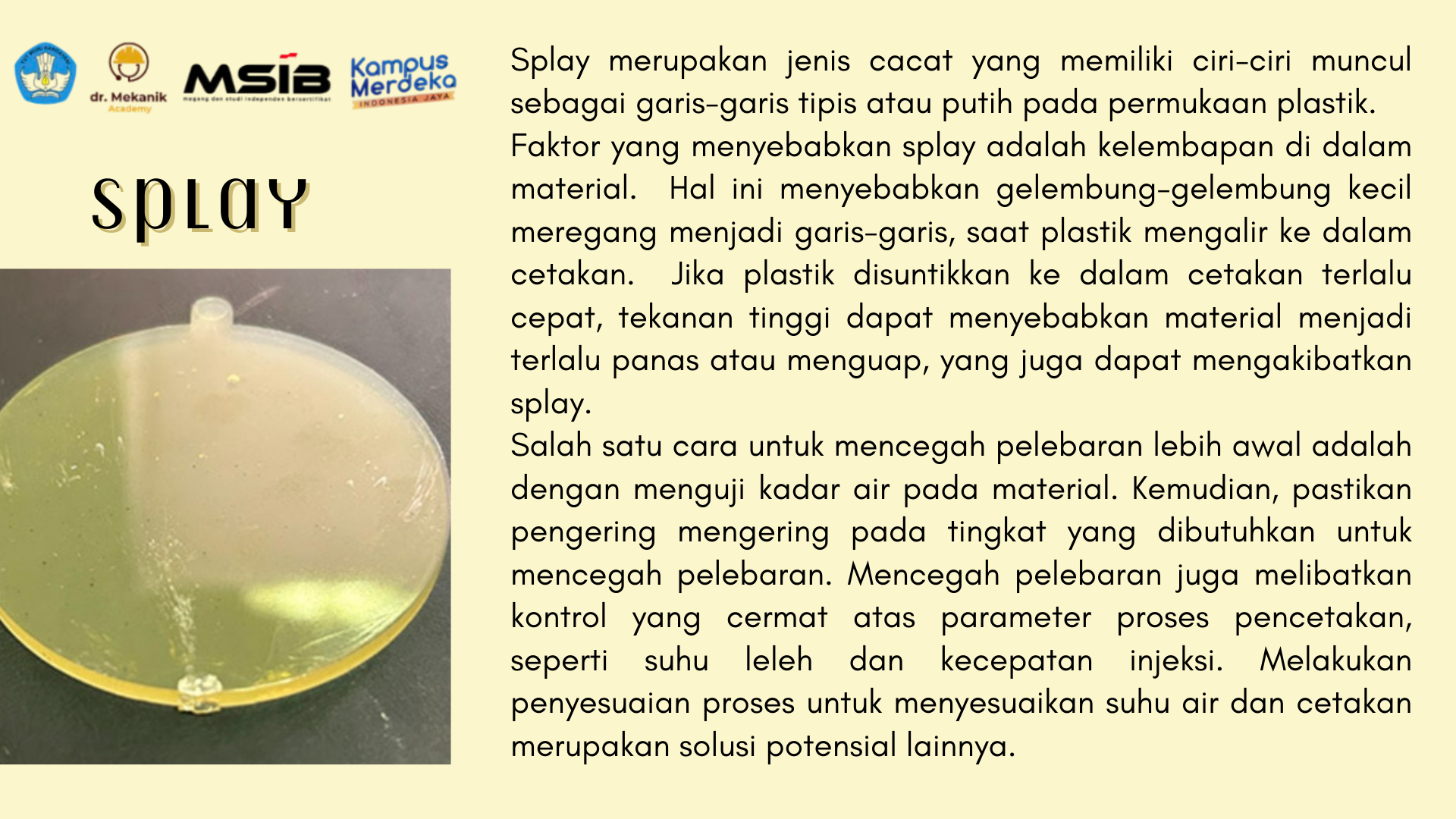 JENIS - JENIS CACAT PADA CETAKAN INJEKSI slide 1