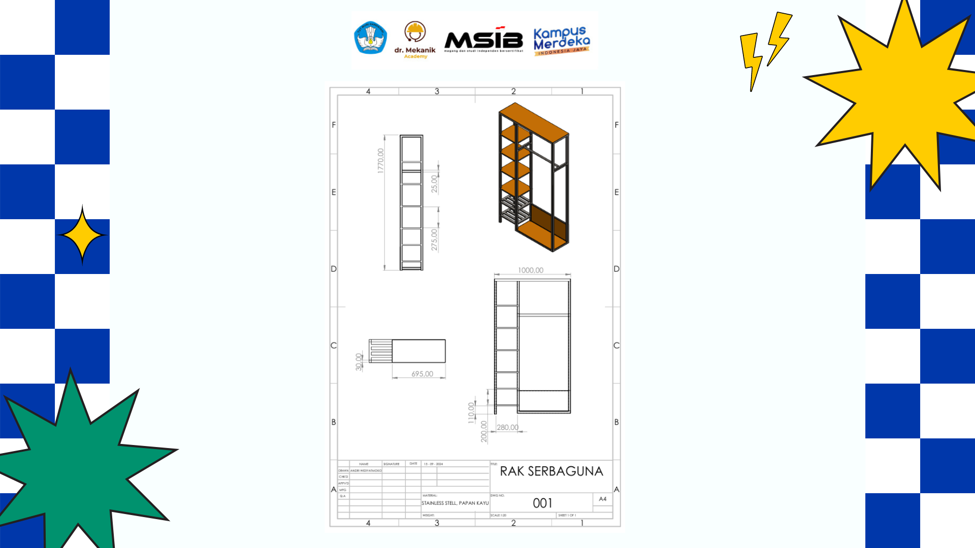 DESIGN RAK SERBAGUNA DENGAN SOFTWARE SOLIDWORK slide 3