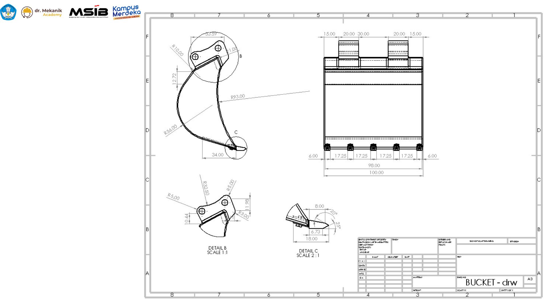DESAIN BUCKET MENGGUNAKAN SOLIDWORKS slide 3