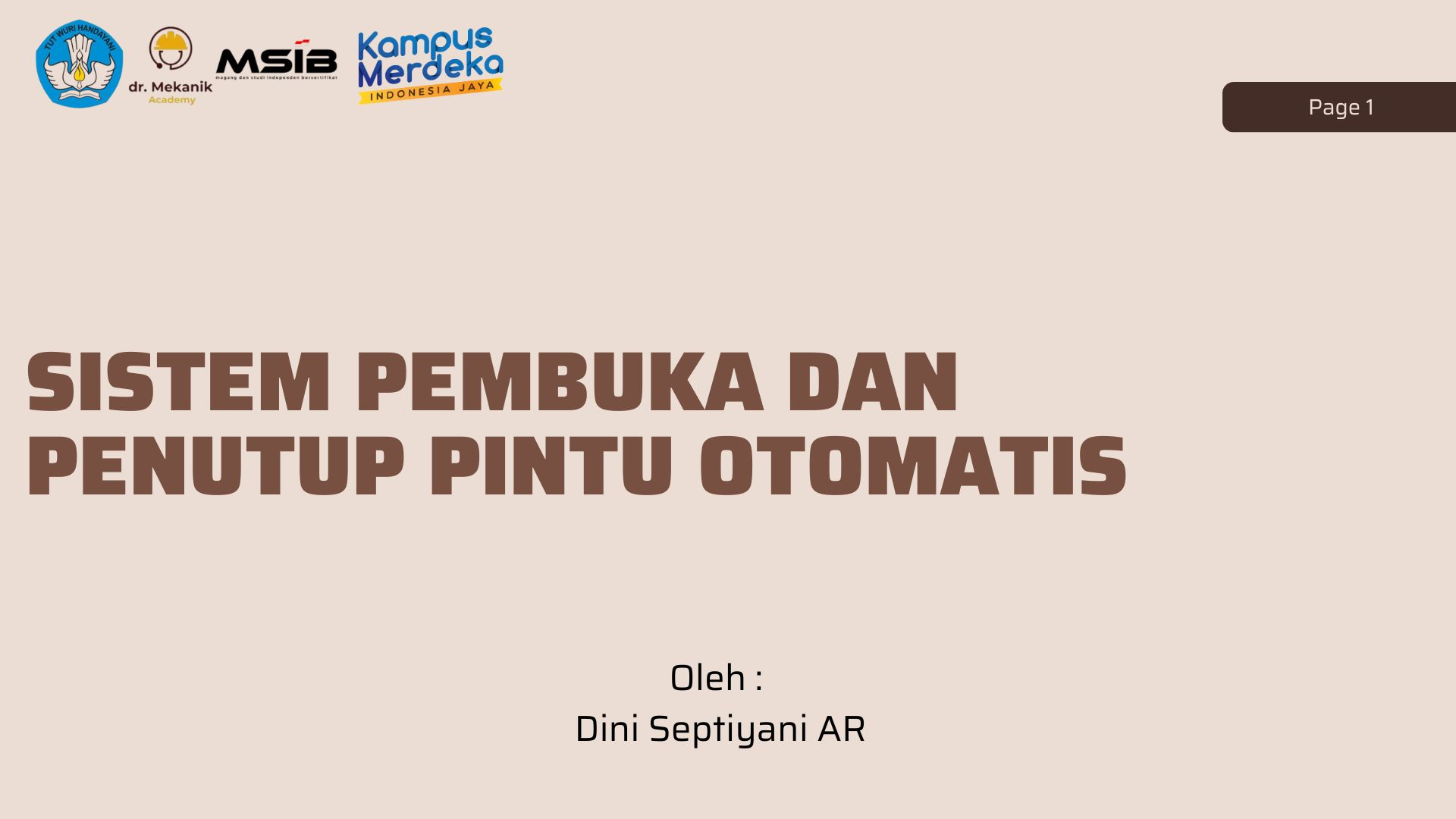 Sistem Pembuka dan Penutup Pintu Otomatis slide 1
