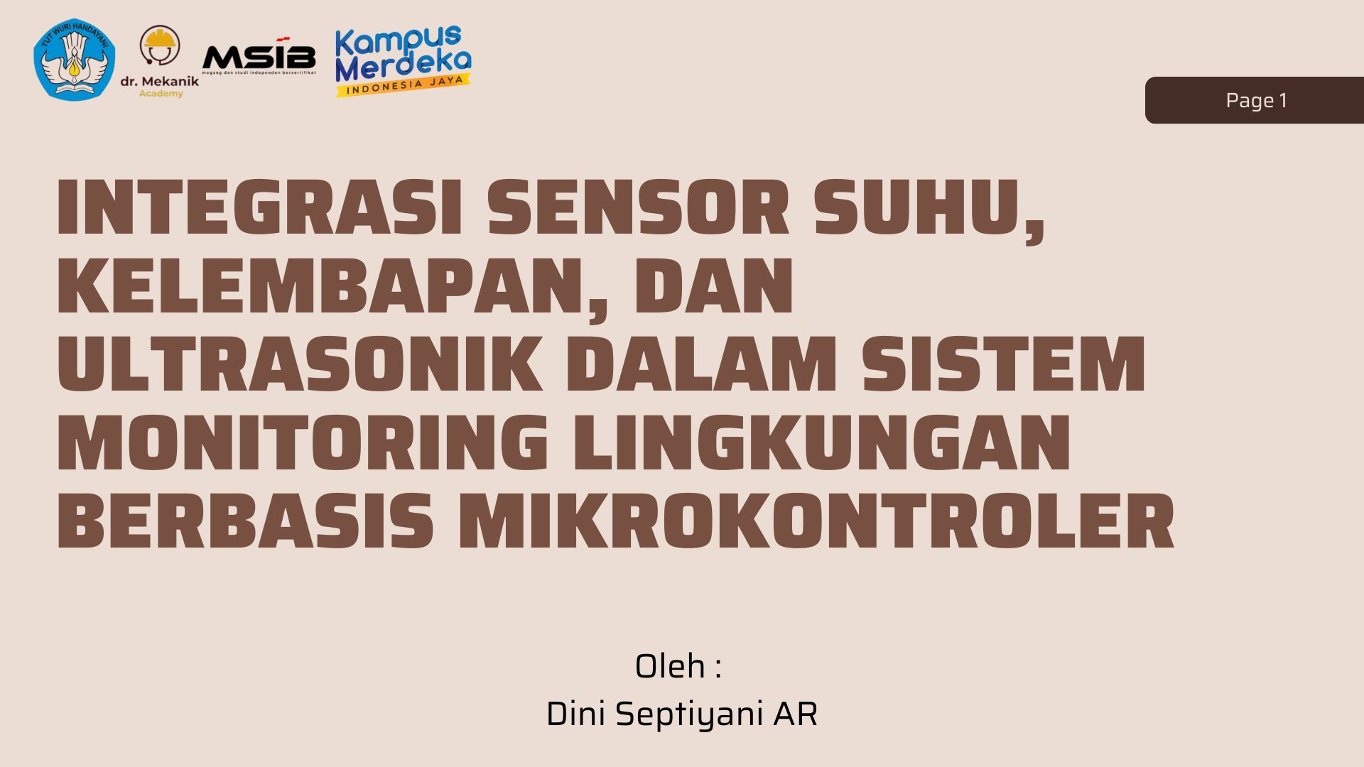 Integrasi sensor suhu, kelembapan, dan ultrasonik slide 1