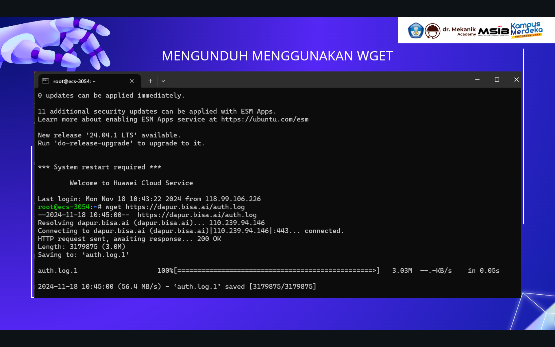 Memfilter data log ssh dan tracking ip  slide 1