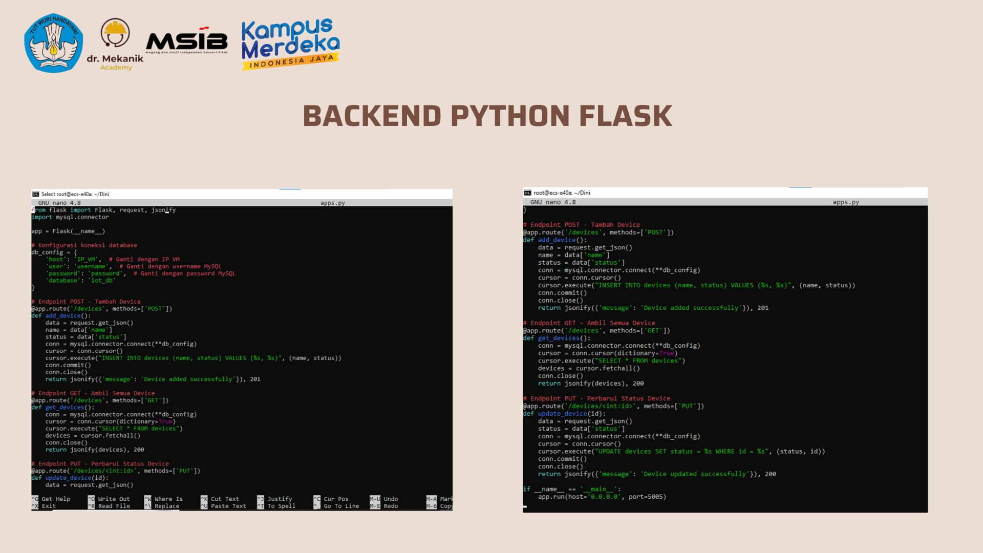 Sistem Backend Frontend Terintegrasi dengan Python slide 1