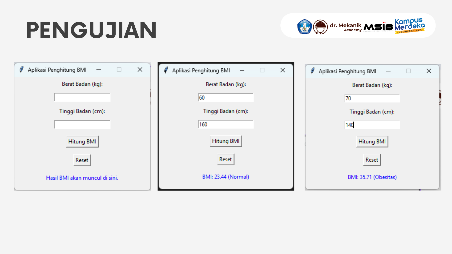 Aplikasi Penghitung Body Mass Index dengan Python slide 1