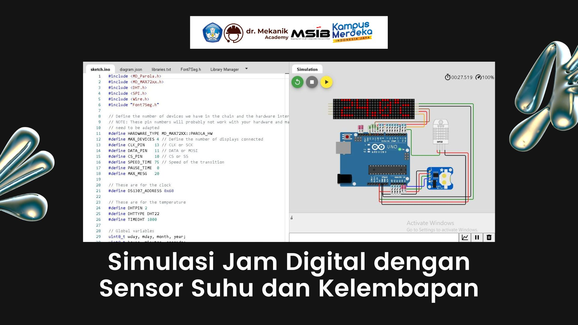 Jam Digital dengan Sensor Kelembapan & Suhu slide 3