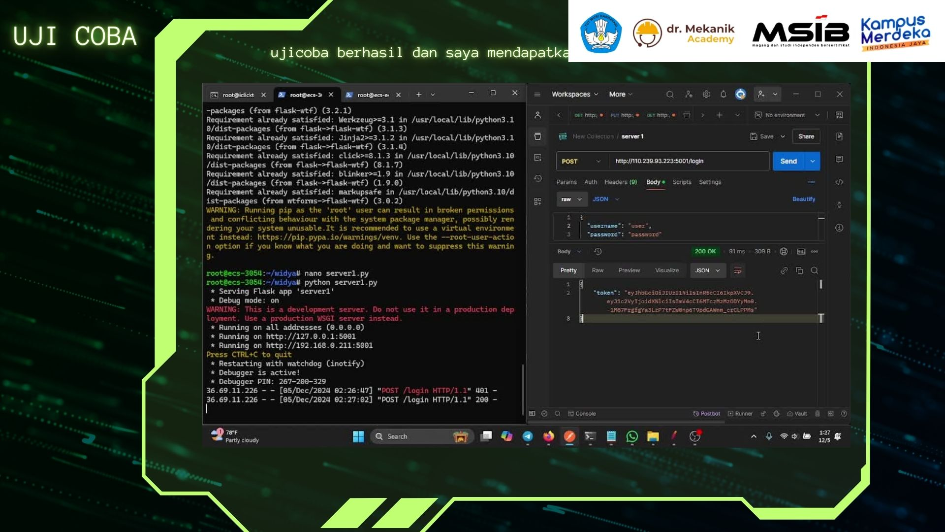 Rancangan 3 Server Dengan API, JWT, dan AES slide 1