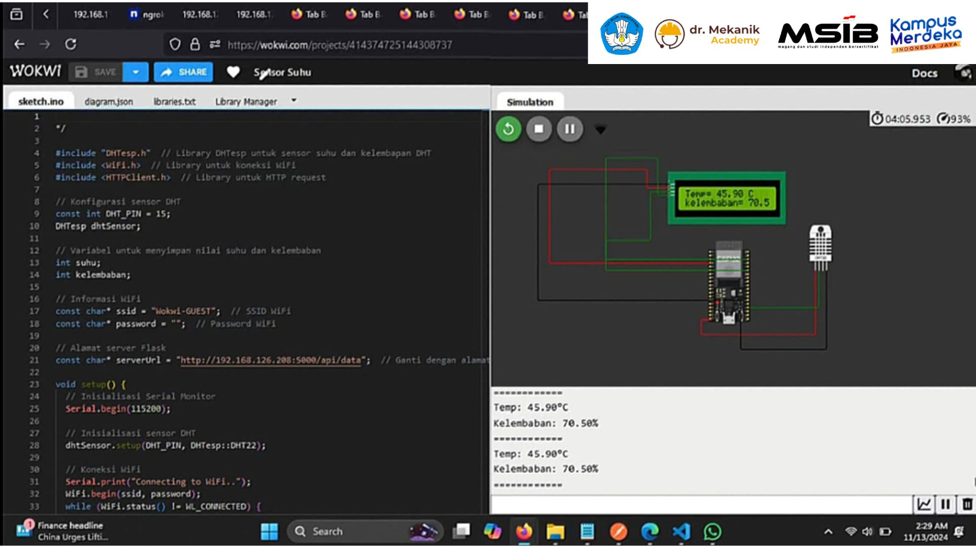 Monitoring suhu dan kelembapan IoT dengan backend  slide 1