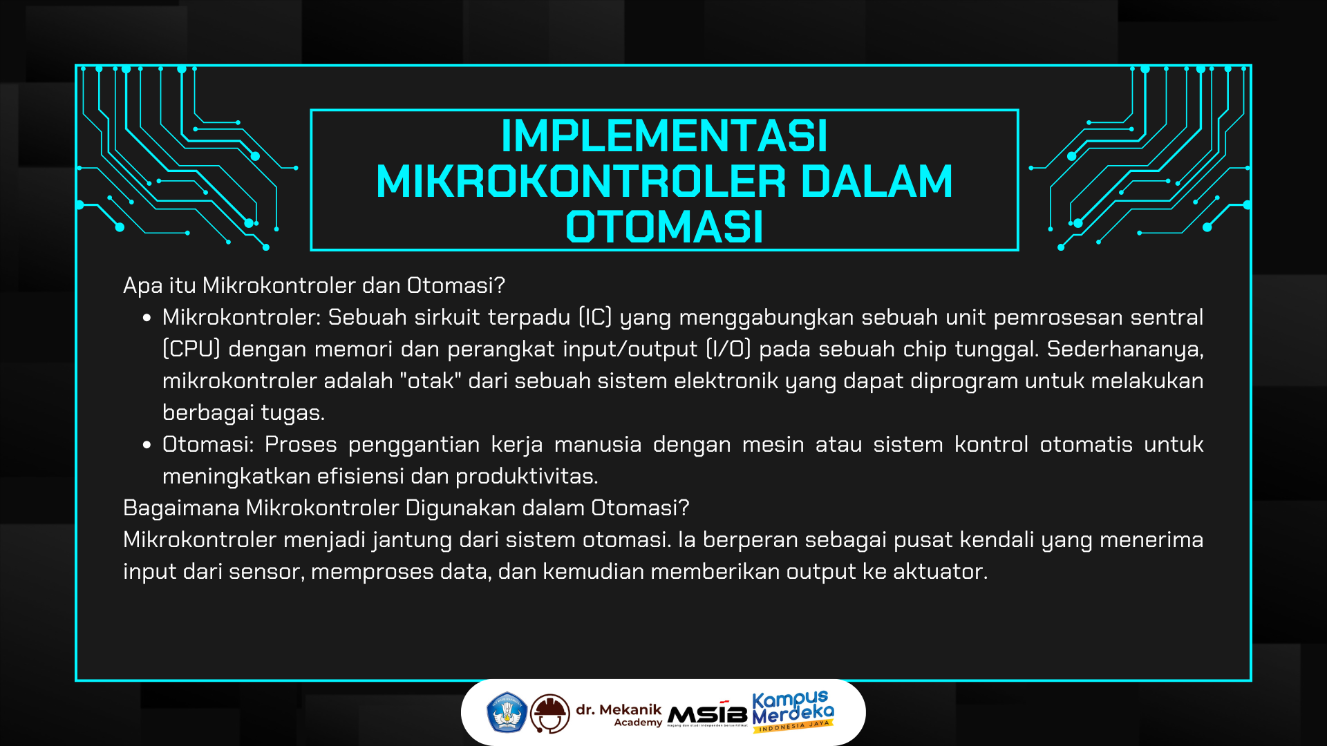 Implementasi mikrokontroller dalam otomasi slide 1