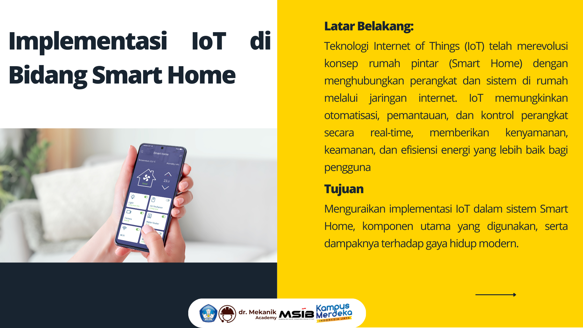 Implementasi IoT dibidang SmartHome slide 1