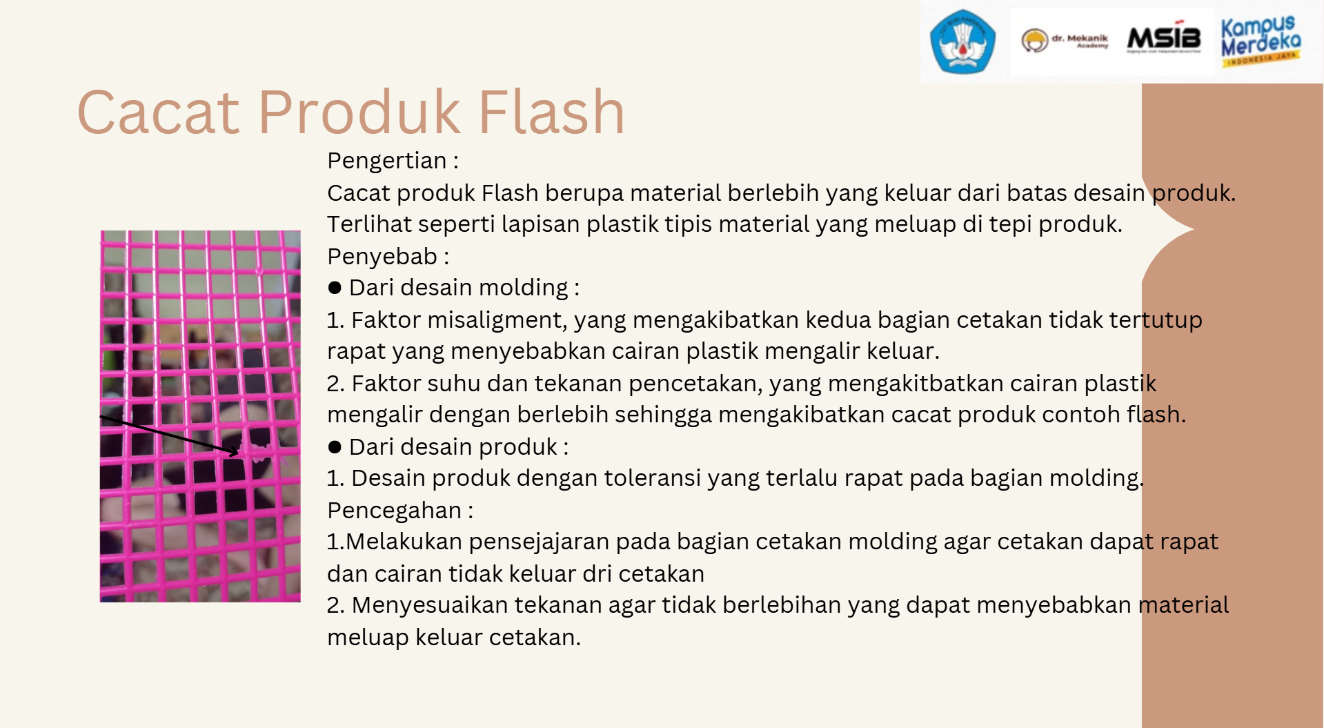 Kecacatan produk dari proses molding slide 3