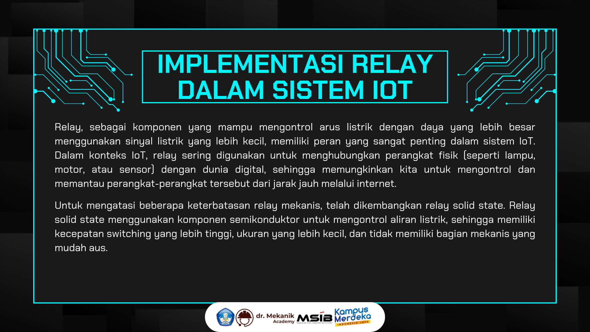 Implementasi relay dalam sistem IoT slide 1