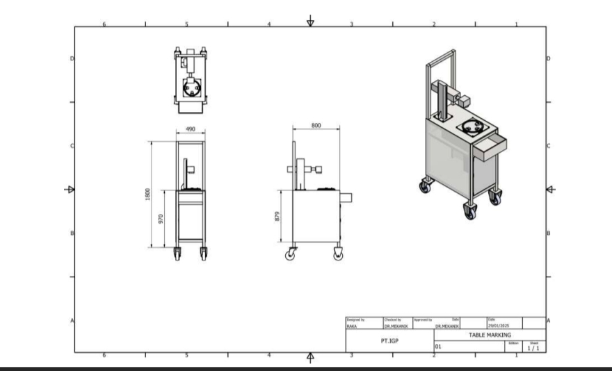 Perancangan meja untuk proses marking pada ring ge slide 1