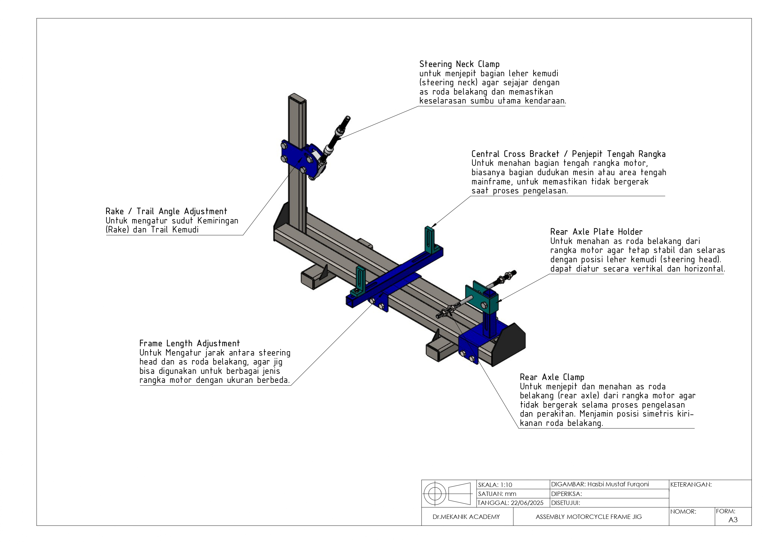 Desain 3D Motorcycle Frame Jig slide 1