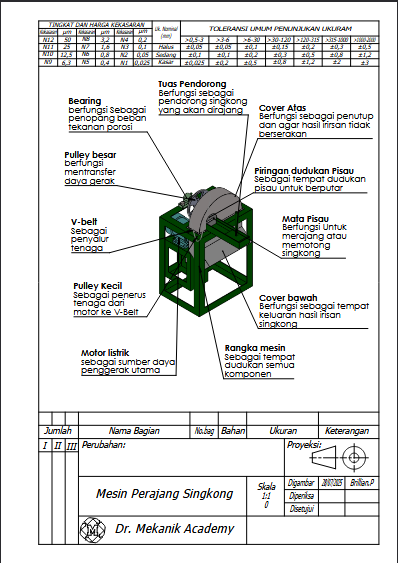 Rancang Bangun Mesin Perajang Singkong slide 1