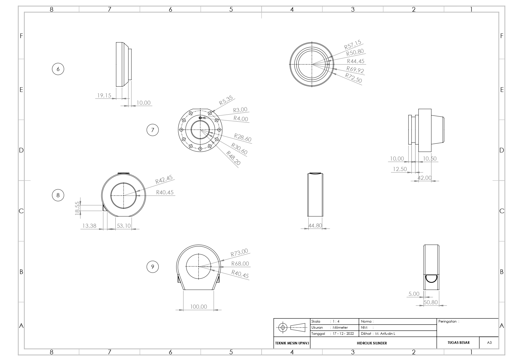 Model 3D Silinder Hidrolik di SolidWorks slide 1