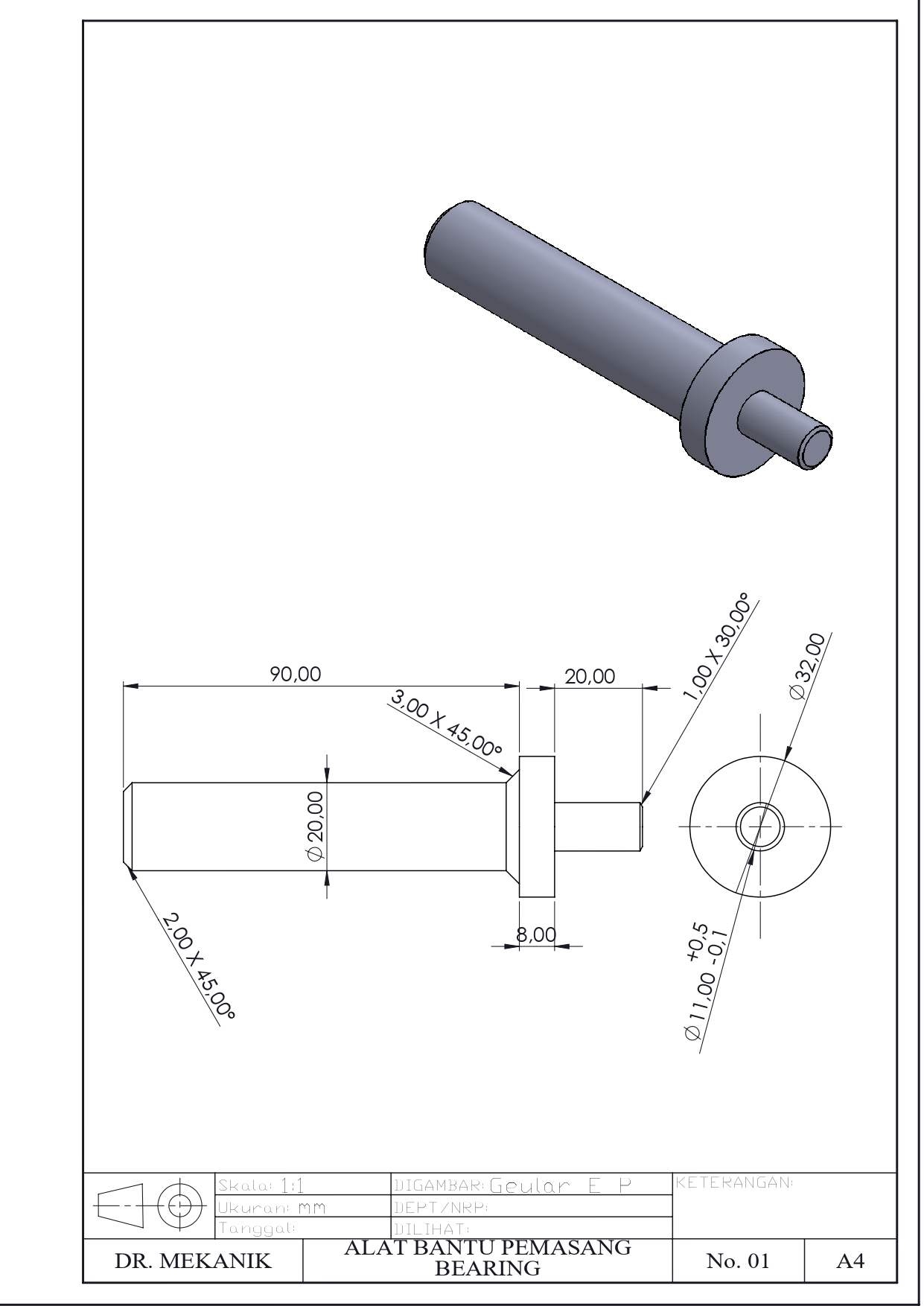 Alat bantu pasang bearing slide 1