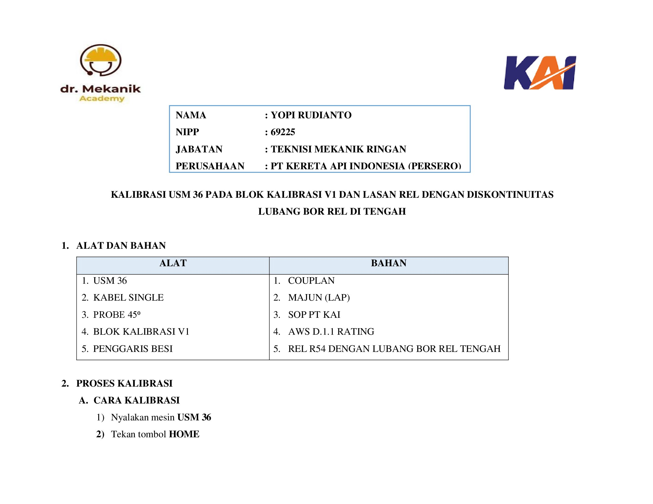 KALIBRASI USM 36 PADA BLOK KALIBRASI V1 DAN LASAN  slide 1