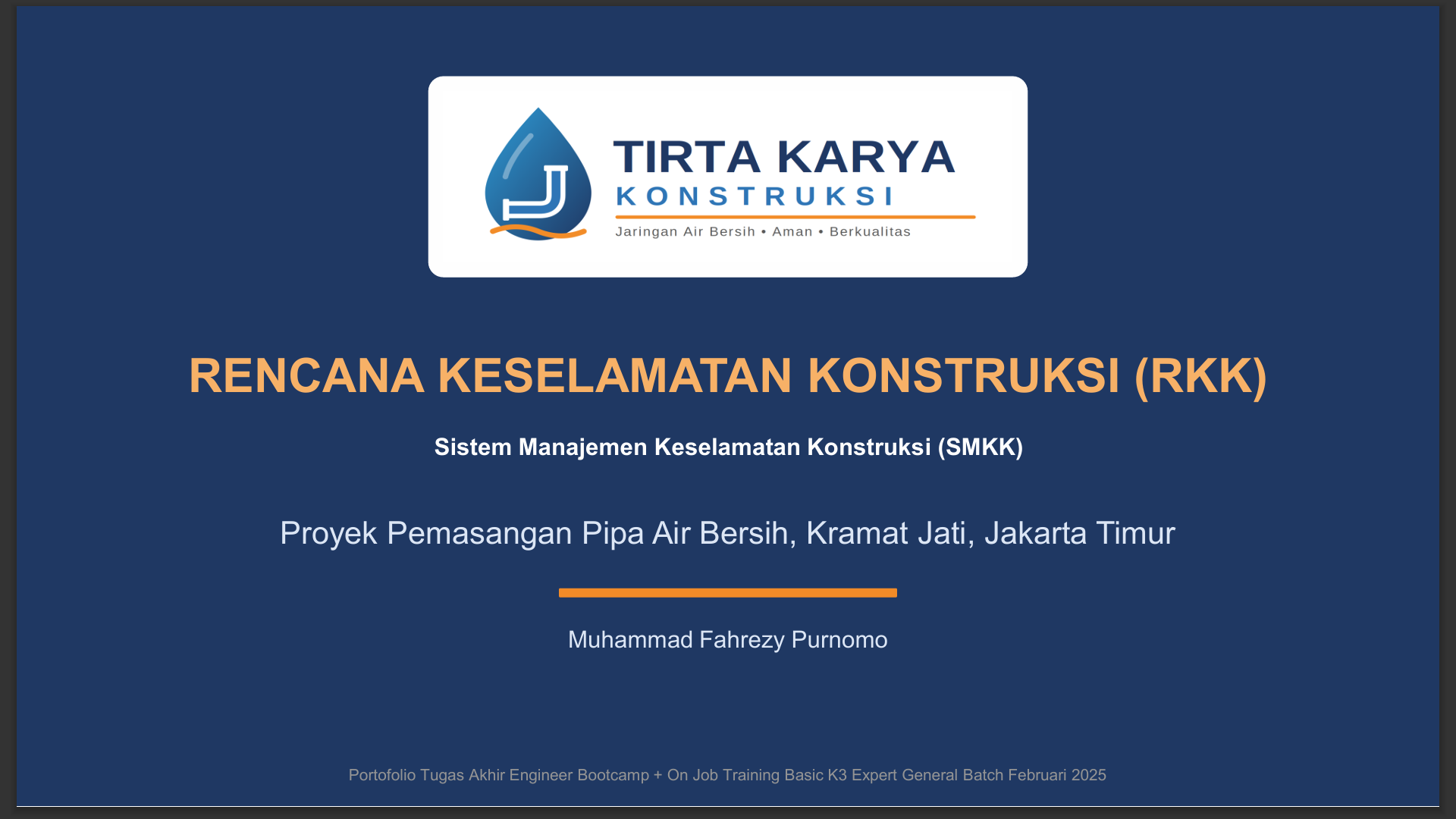 RKK PROYEK PEMASANGAN PIPA AIR BERSIH